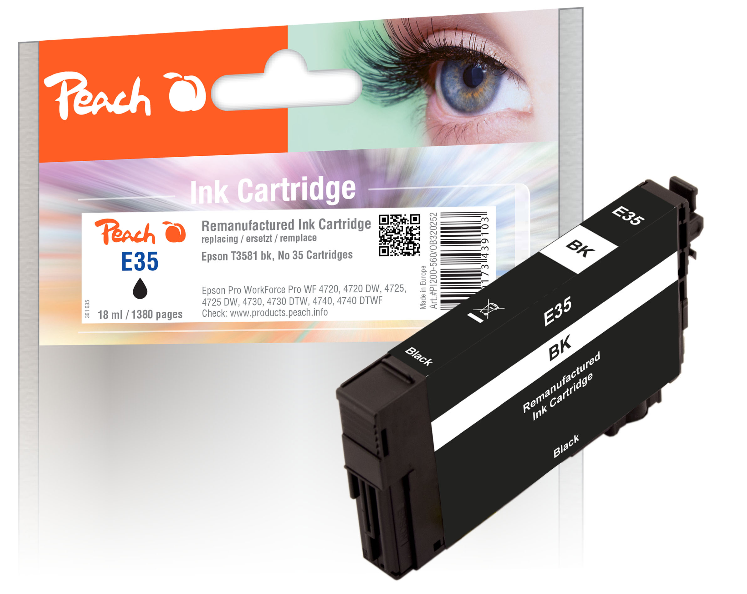 Peach  Tintenpatrone schwarz kompatibel zu Epson WorkForce Pro WF-4725 DWF