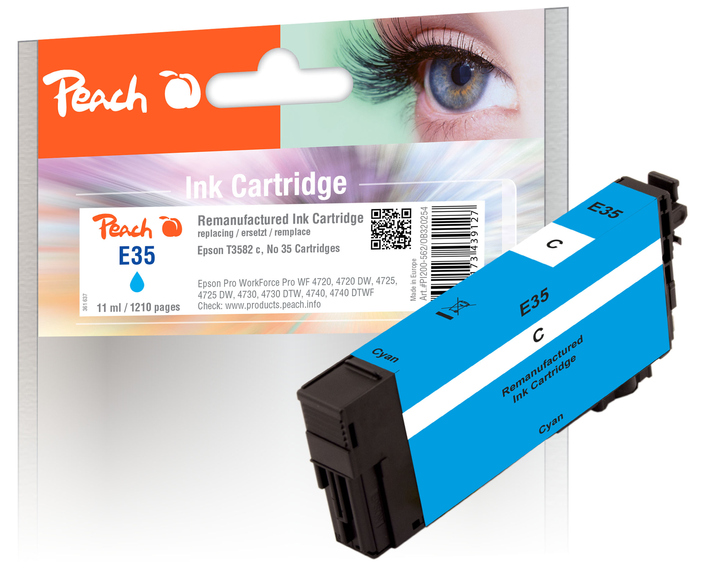 Peach  Tintenpatrone cyan kompatibel zu Epson WorkForce Pro WF-4725 DWF