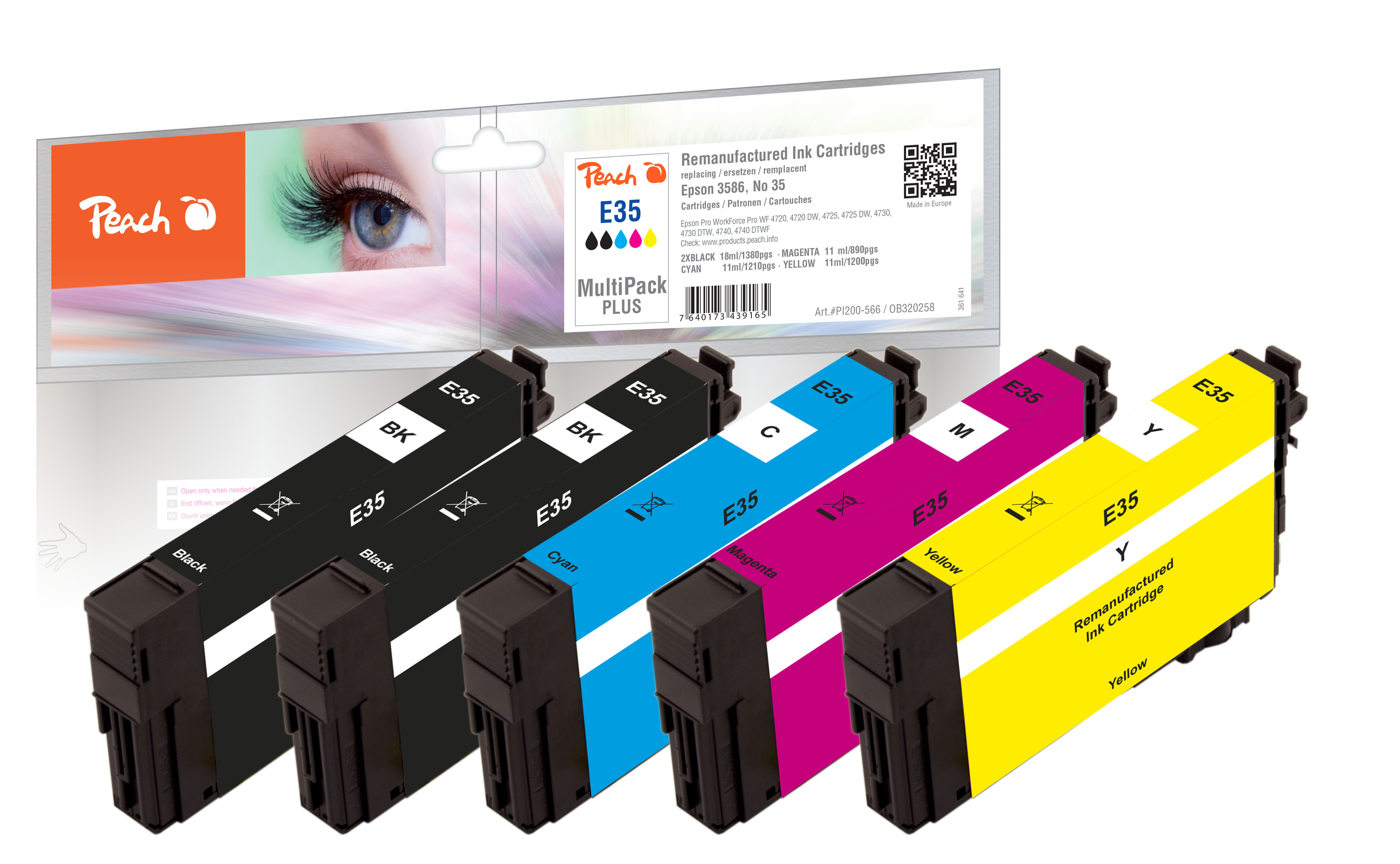 Peach  Spar Pack Plus Tintenpatronen kompatibel zu Epson WorkForce Pro WF-4725 DWF