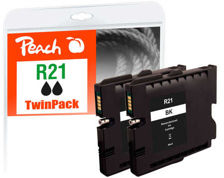 Peach  Doppelpack Tintenpatrone schwarz kompatibel zu Ricoh Aficio GX 3050 n