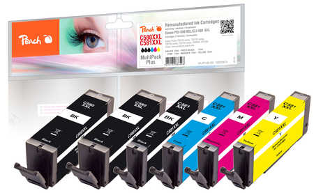 Peach  Spar Pack Plus Tintenpatronen XXL kompatibel zu Canon Pixma TR 8520