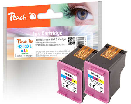 Peach  Doppelpack Druckköpfe color kompatibel zu HP Envy Photo 7100 Series