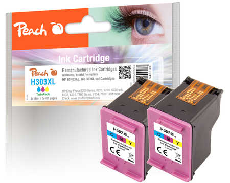 Peach  Doppelpack Druckköpfe color kompatibel zu HP Envy Photo 7930