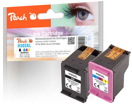 Peach  Spar Pack Druckköpfe kompatibel zu HP Envy Photo 7100 Series