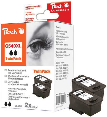 Peach  Doppelpack Tintenpatronen schwarz kompatibel zu Canon Pixma TS 5151