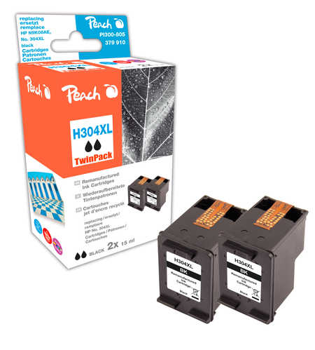 Peach  Doppelpack Druckköpfe schwarz kompatibel zu HP DeskJet 3733