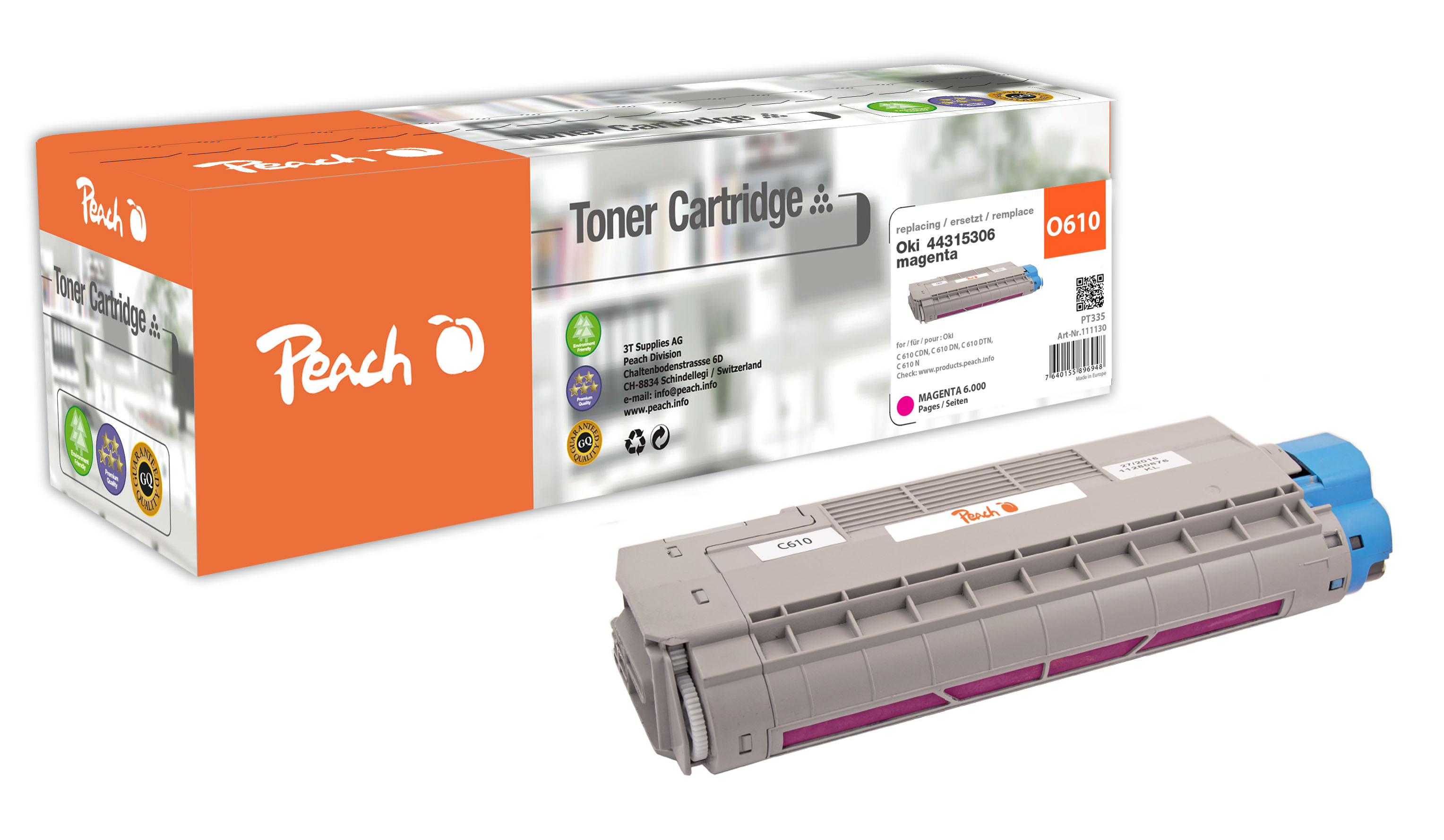 Peach  Tonermodul magenta kompatibel zu OKI C 610 DM