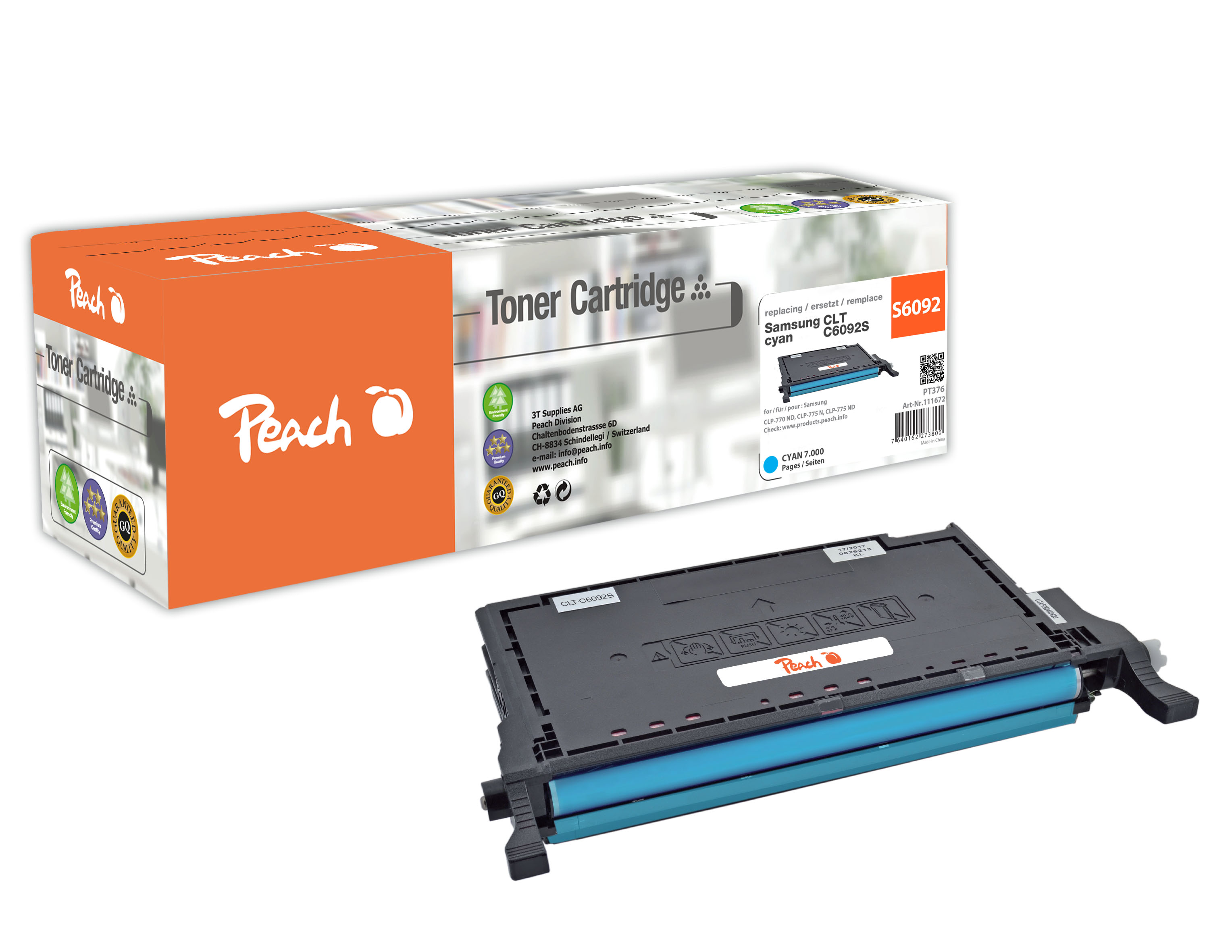 Peach  Tonermodul cyan, kompatibel zu Samsung CLP-775 ND