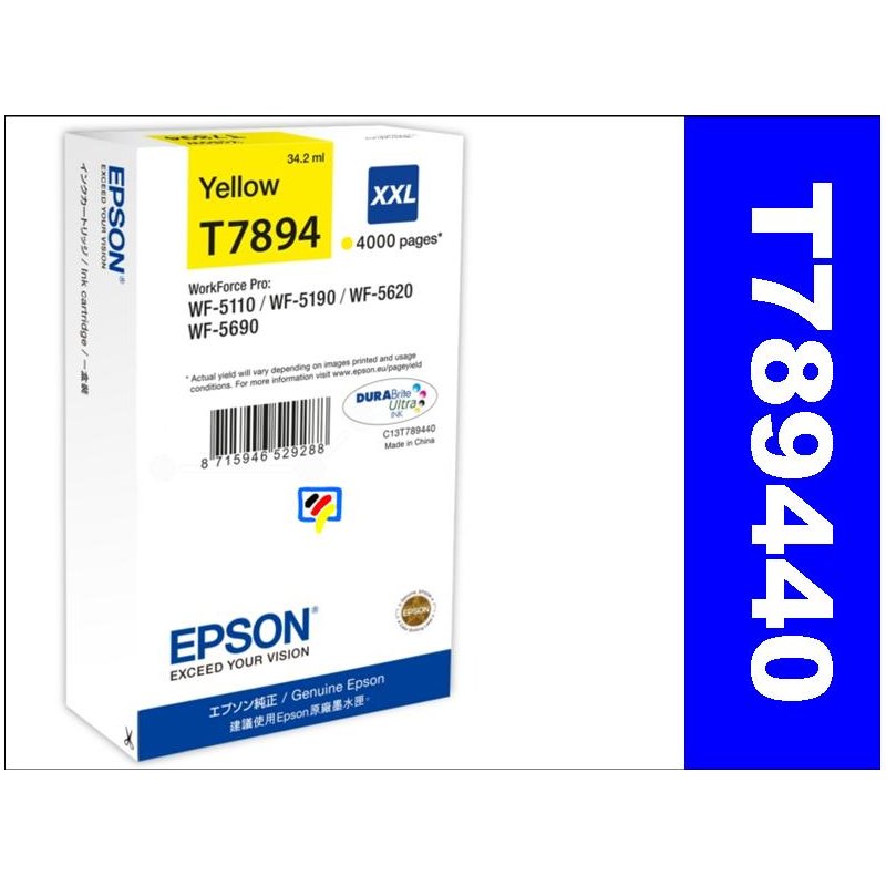 Original  Tintenpatrone XXL gelb Epson WorkForce Pro WF-5100 Series