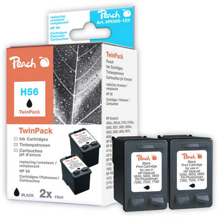Peach Doppelpack Druckköpfe schwarz kompatibel zu Original HP PSC 2170