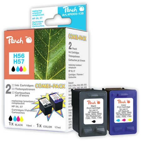 Peach  Spar Pack Druckköpfe Tintenpatronen bk/c kompatibel zu HP OfficeJet 5505