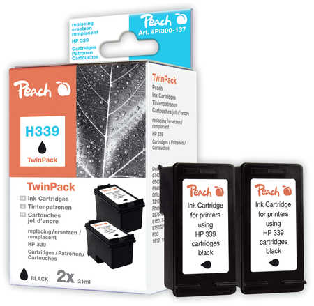 Peach Doppelpack Druckköpfe schwarz kompatibel zu Original HP PhotoSmart 8700 Series