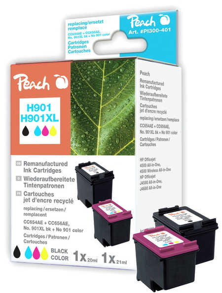 Peach  Spar Pack Druckköpfe kompatibel zu HP OfficeJet 4500