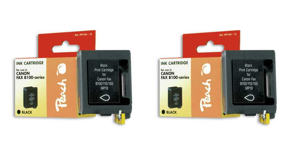 Peach  Doppelpack Druckköpfe schwarz kompatibel zu Canon Fax B 110 Series