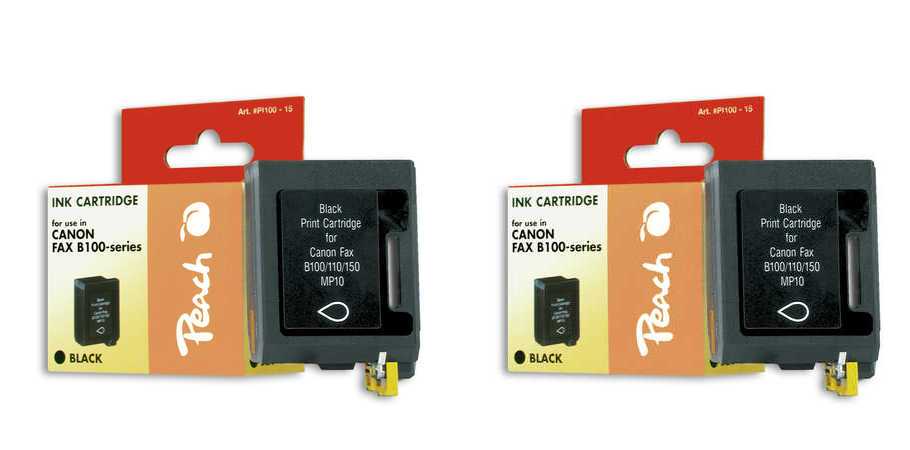 Peach  Doppelpack Druckköpfe schwarz kompatibel zu Canon Fax B 150