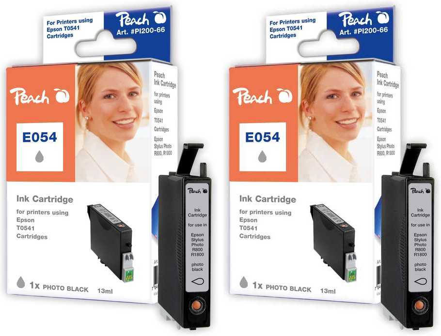 Peach Doppelpack Tintenpatronen photo schwarz kompatibel zu Original Epson Stylus Photo R 800
