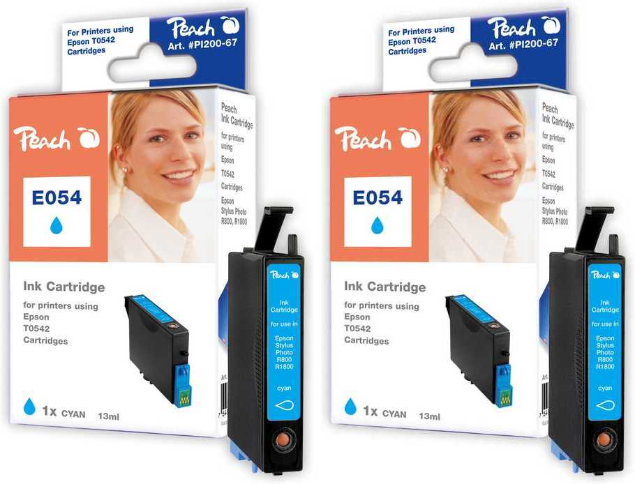 Peach Doppelpack Tintenpatronen cyan kompatibel zu Original Epson Stylus Photo R 800