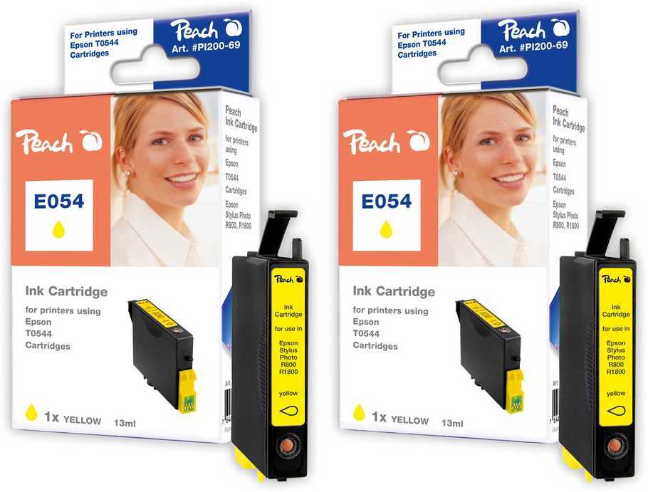 Peach Doppelpack Tintenpatronen gelb kompatibel zu Original Epson Stylus Photo R 800