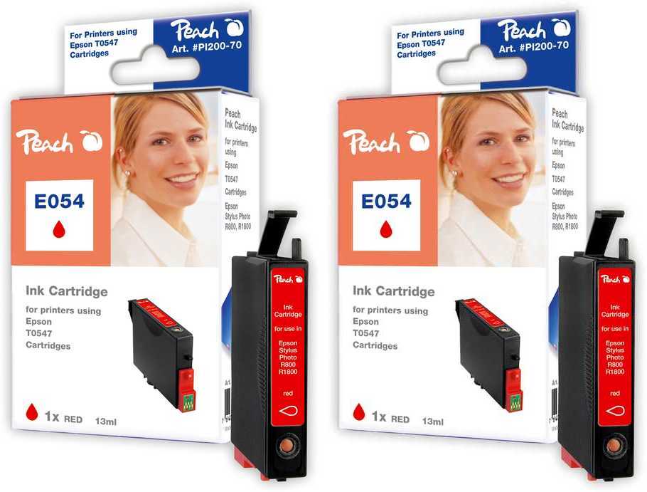 Peach Doppelpack Tintenpatronen rot kompatibel zu Original Epson Stylus Photo R 800