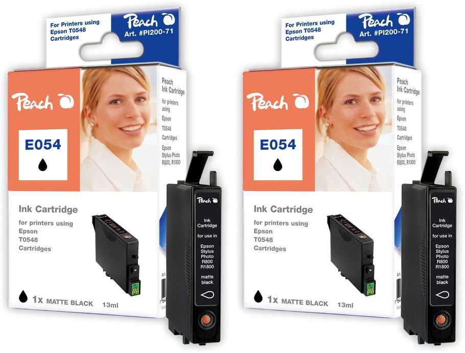 Peach Doppelpack Tintenpatronen matt schwarz kompatibel zu Original Epson Stylus Photo R 800