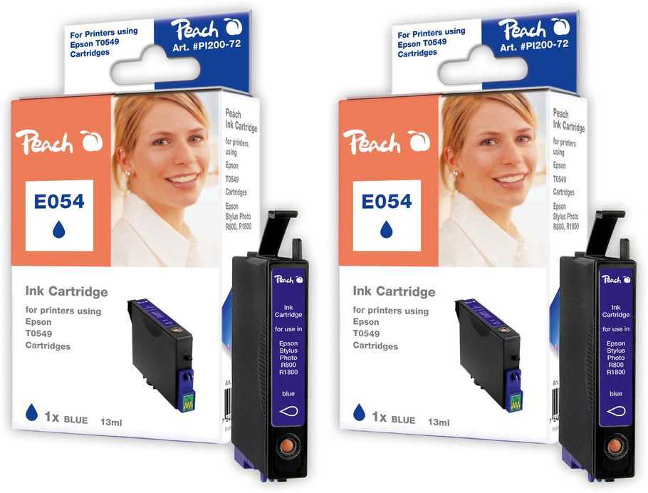 Peach Doppelpack Tintenpatronen blau kompatibel zu Original Epson Stylus Photo R 800