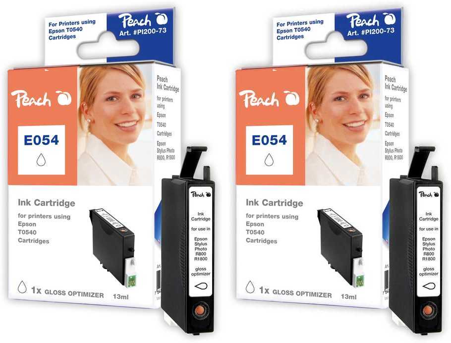 Peach Doppelpack Tintenpatronen Gloss Optimizer kompatibel zu Original Epson Stylus Photo R 800