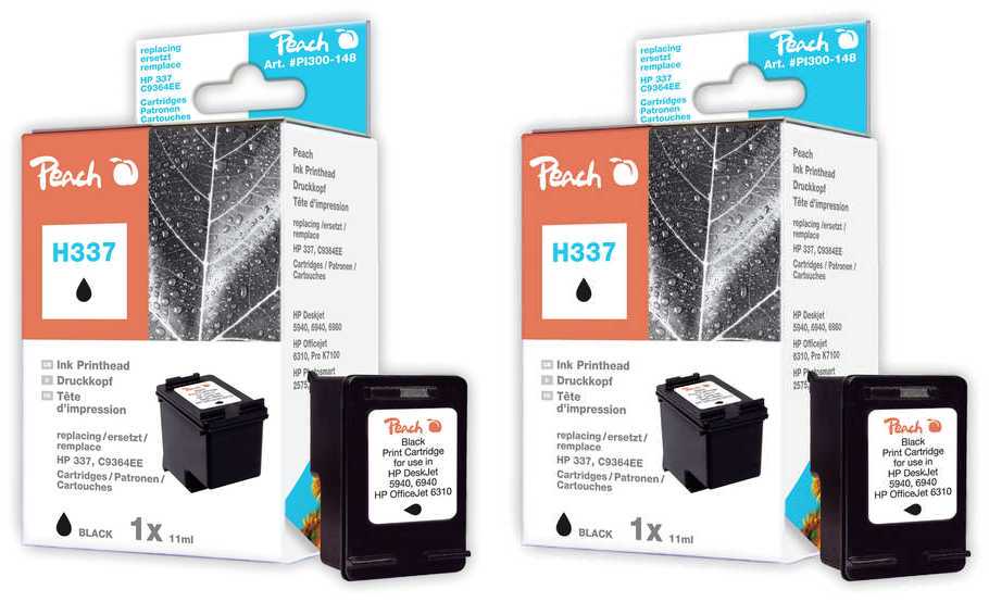 Peach Doppelpack Druckköpfe schwarz kompatibel zu Original HP PhotoSmart 8700 Series