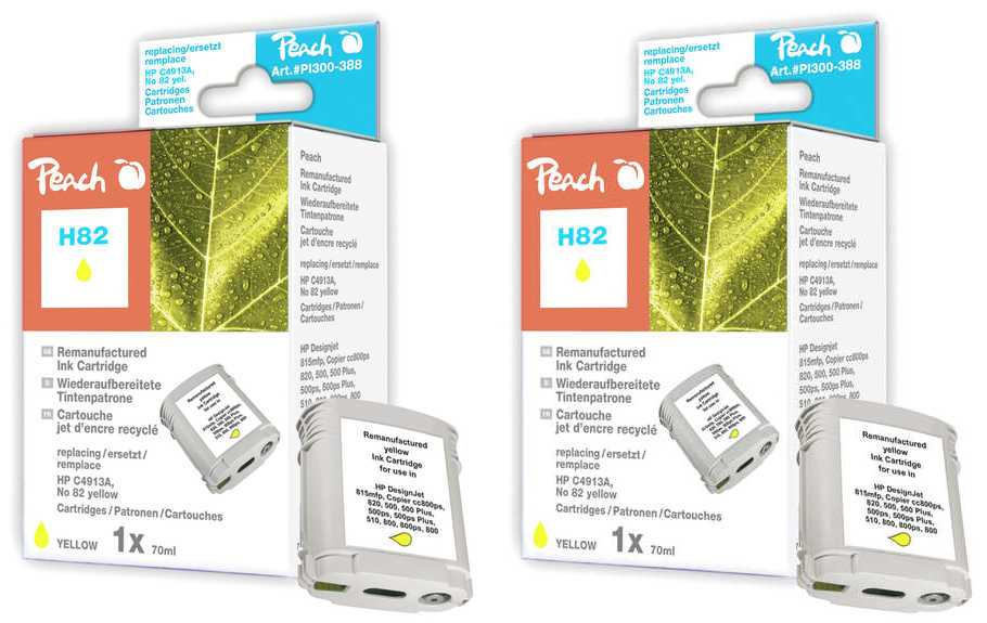 Peach  Doppelpack Tintenpatronen gelb kompatibel zu HP DesignJet 820 MFP