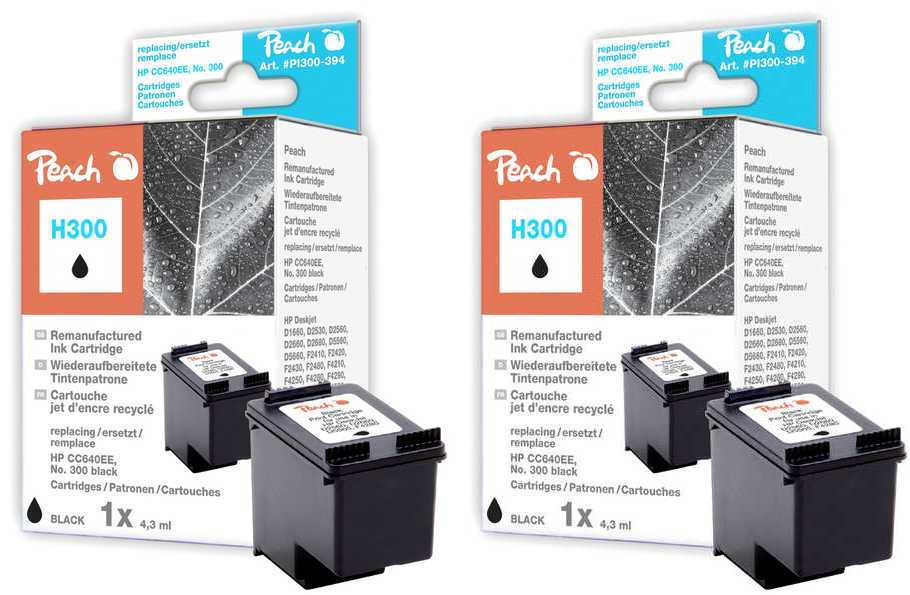 Peach  Doppelpack Druckköpfe schwarz kompatibel zu HP DeskJet F 4440